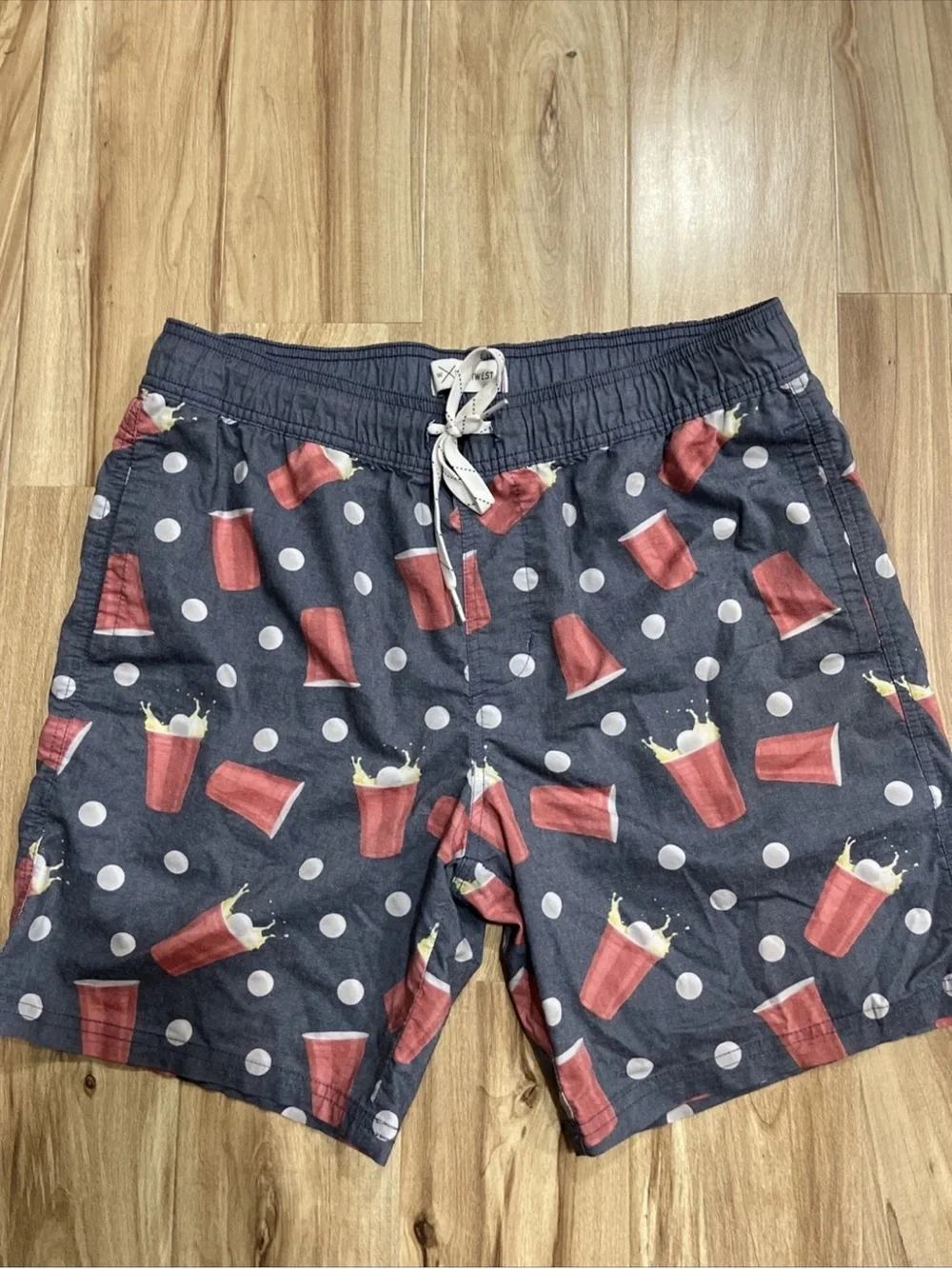 Men's Navy Shorts with Red Cup Print